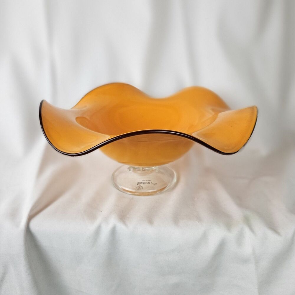 Charming Vintage Telaflora Orange Murano Glass  Candy Dish‎ 1960s